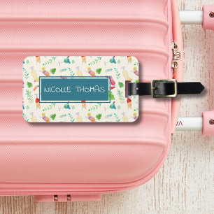Étiquette À Bagage Motif de Daiquiri Tropical à l'aquarelle