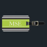 Étiquette À Bagage Motif de  de rayures noires de monogramme personna<br><div class="desc">Motif rayé noir et blanc personnalisé avec Monogramme ou Initiales personnalisées sur l'avant et détails d'adresse sur le dos pour les étiquettes de bagages de sac de voyage. Cliquez sur le bouton "Personnaliser" pour personnaliser votre cadeau et ajouter vos propres initiales au recto et l'adresse au verso. Choisissez votre propre...</div>