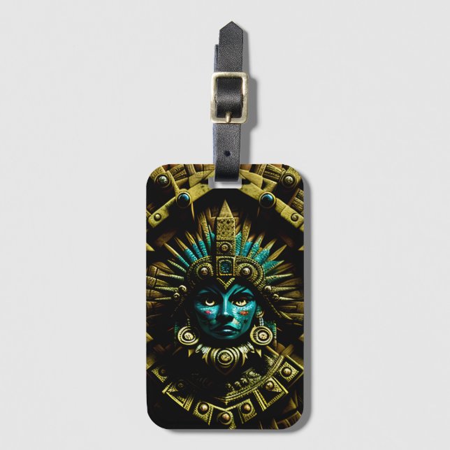 Étiquette À Bagage Motif de design Aztec deux (Devant Vertical)