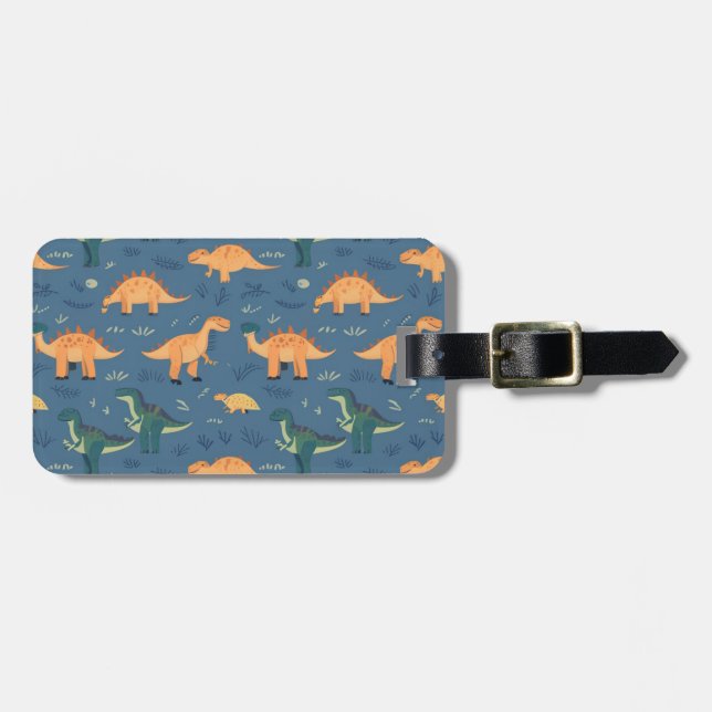 Étiquette À Bagage Motif de dinosaure préhistorique t rex (Devant horizontal)