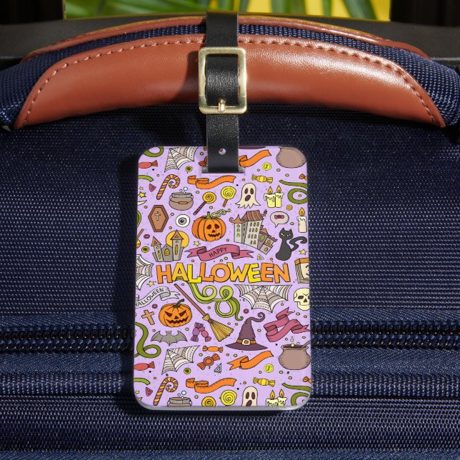 Étiquette À Bagage Motif de doodle Halloween mignon (Insitu Rectoal 2)