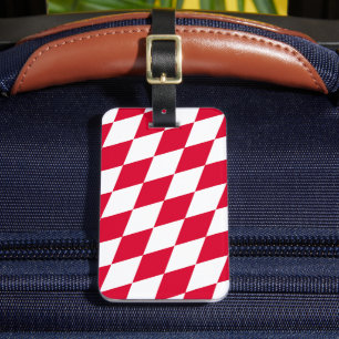 Étiquette À Bagage Motif de drapeau diamant Bavière rouge et blanc
