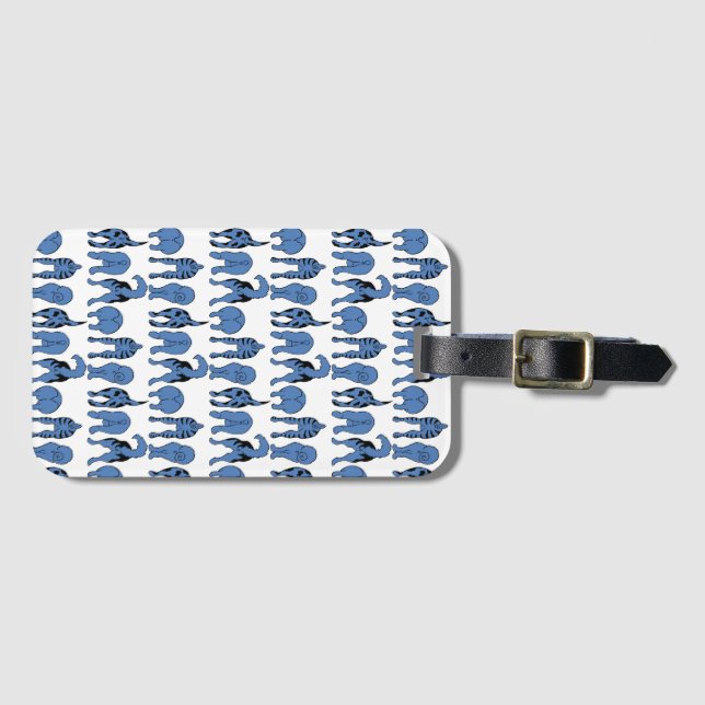 Étiquette À Bagage Motif de fesses de chien bleu (Devant Horizontal)