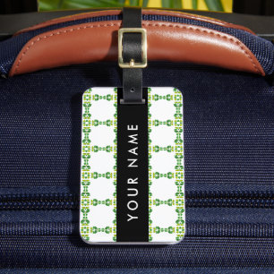 Étiquette À Bagage Motif de feuille, feuilles vertes, votre nom