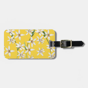 Étiquette À Bagage Motif de fleurs de citron d'été chinoiserie