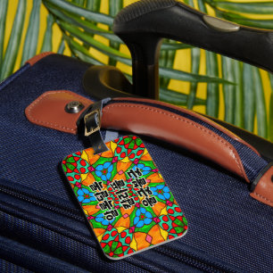 Étiquette À Bagage Motif de fleurs esthétiques
