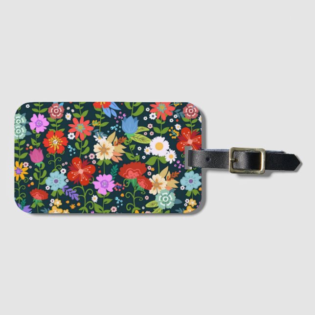 Étiquette À Bagage Motif de fleurs sans soudure Ditsy-13554 (Devant Horizontal)