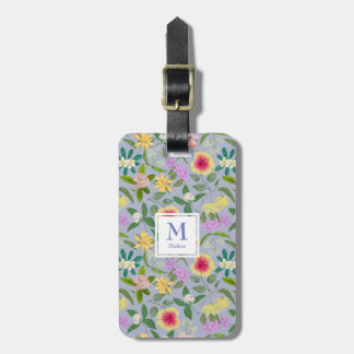 Étiquette À Bagage Motif de fleurs tropicales colorées illustrées