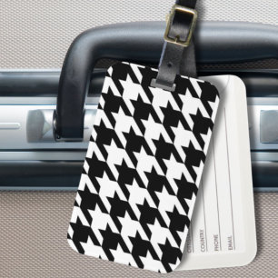 Étiquette À Bagage motif de fond blanc et noir géométrique chic
