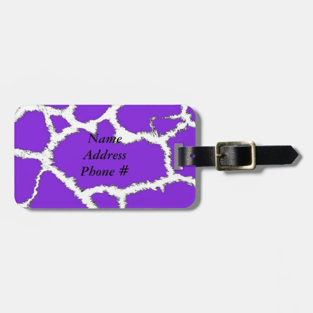 Étiquette À Bagage Motif de fourrure d'animal sauvage violet (Devant horizontal)