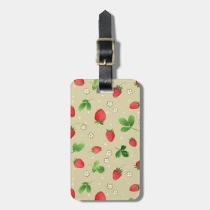 Étiquette À Bagage Motif de fraises d'aquarelle