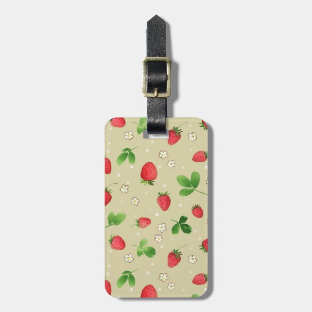 Étiquette À Bagage Motif de fraises d'aquarelle (Devant Vertical)