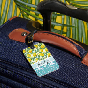 Étiquette À Bagage Motif de fruits de citron d'été méditerranéen pers