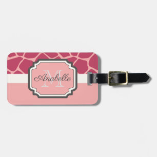 Étiquette À Bagage Motif de girafe rose