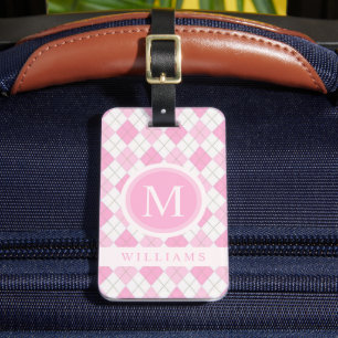 Étiquette À Bagage Motif de Jacquard blanc rose pastel clair personna