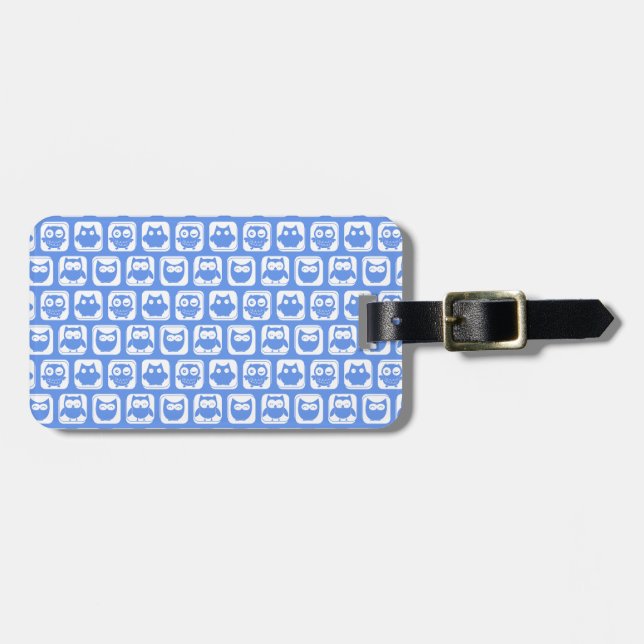 Étiquette À Bagage Motif de la Chouette bleue (Devant horizontal)