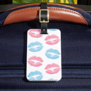 Étiquette À Bagage Motif de lèvres bleues et roses, Lipstick, Baiser