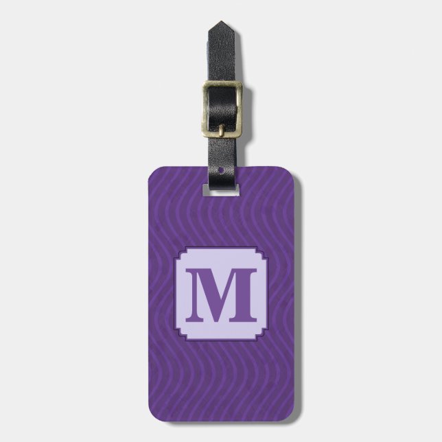 Étiquette À Bagage Motif de lignes violettes (Devant Vertical)