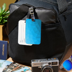 Étiquette À Bagage Motif de maillage géométrique bleu cyan turquoise