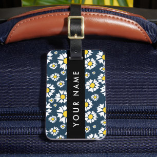 Étiquette À Bagage Motif de marguerite, marguerites blanches, Votre n