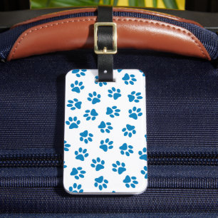 Étiquette À Bagage Motif De Pailles, Paniers De Chien, Paniers Bleus