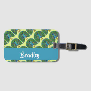 Étiquette À Bagage Motif de paon de nom personnalisé