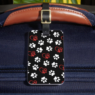 Étiquette À Bagage Motif de pattes, pattes blanches, pattes rouges, c