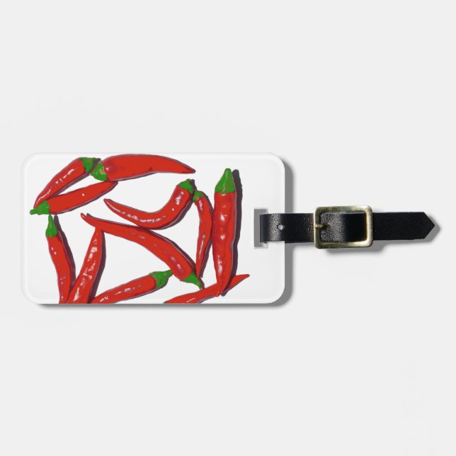 Étiquette À Bagage Motif de piments rouges chauds (Devant horizontal)
