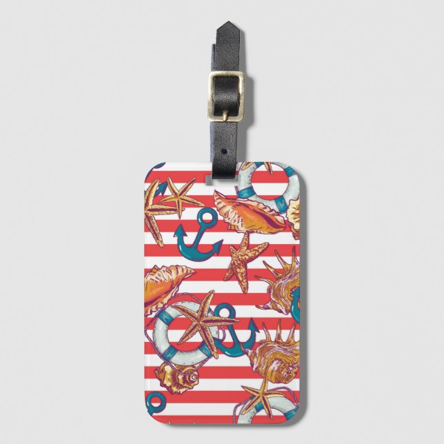 Étiquette À Bagage Motif de plage branché (Devant Vertical)