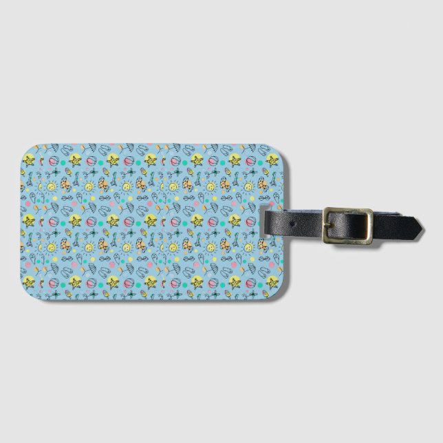 Étiquette À Bagage Motif de plage mignon (Devant Horizontal)