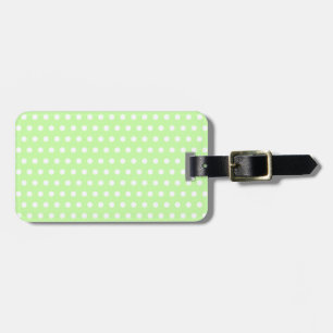 Étiquette À Bagage Motif de point blanc et vert de polka. Tacheté