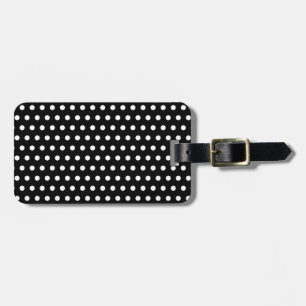 Étiquette À Bagage Motif de point noir et blanc de polka. Tacheté