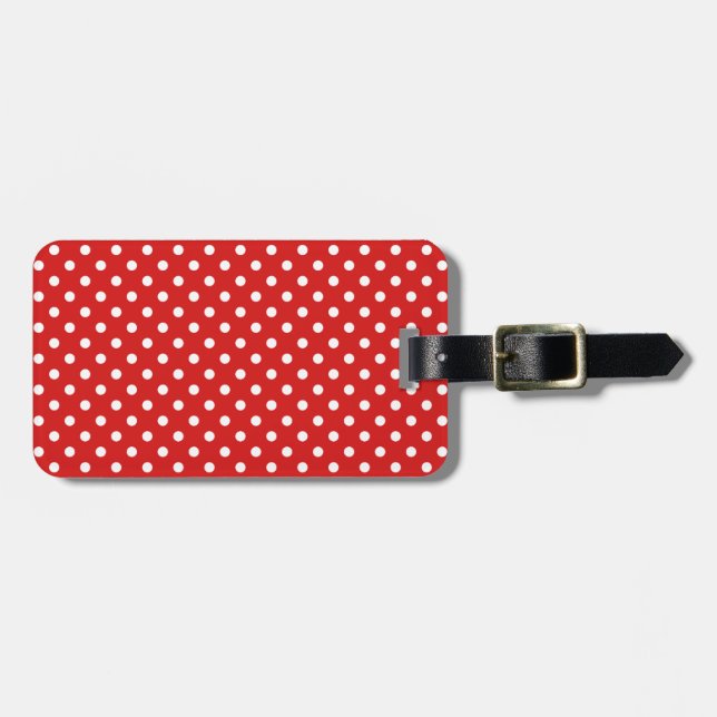 Étiquette À Bagage Motif de pois rouge et blanc (Devant horizontal)