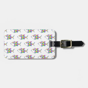 Étiquette À Bagage Motif de poisson Abstrait