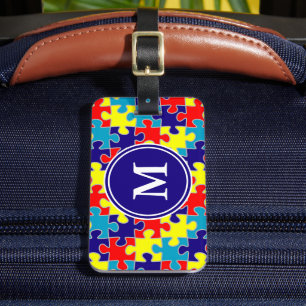 Étiquette À Bagage Motif de puzzle Monogram Sensibilisation à l'autis