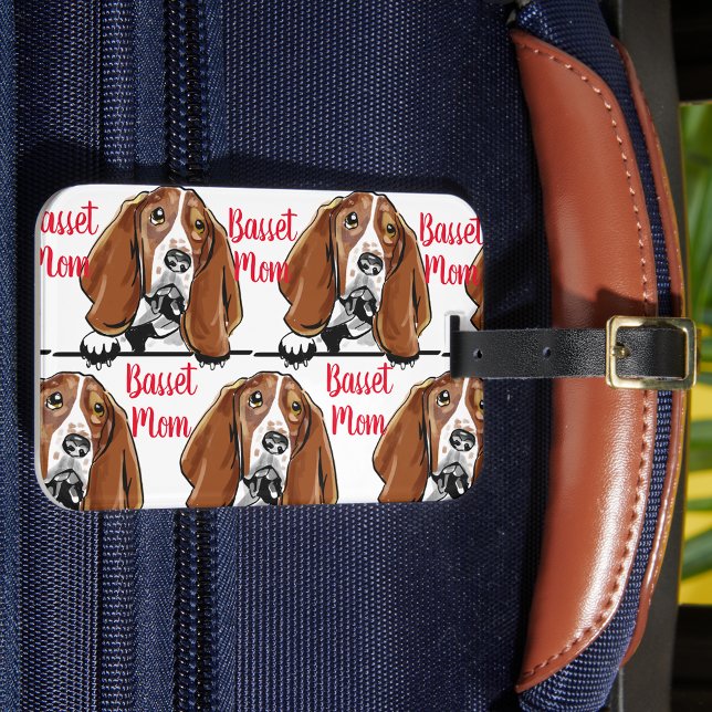 Étiquette À Bagage Motif de race de chien de Basset Mom (Créateur téléchargé)