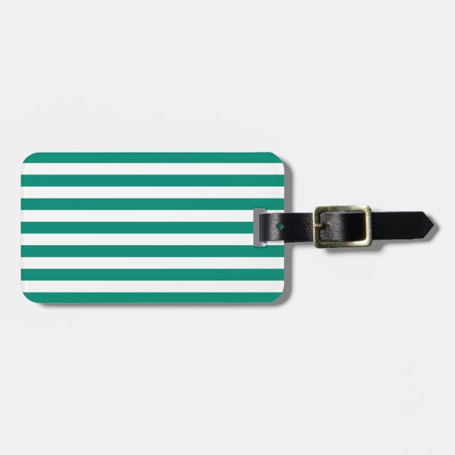 Étiquette À Bagage Motif de rayures de vert vert (Devant horizontal)
