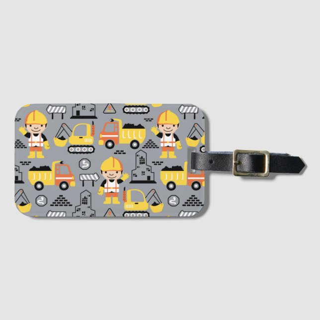 Étiquette À Bagage Motif de remorqueur de camion de chantier (Devant Horizontal)