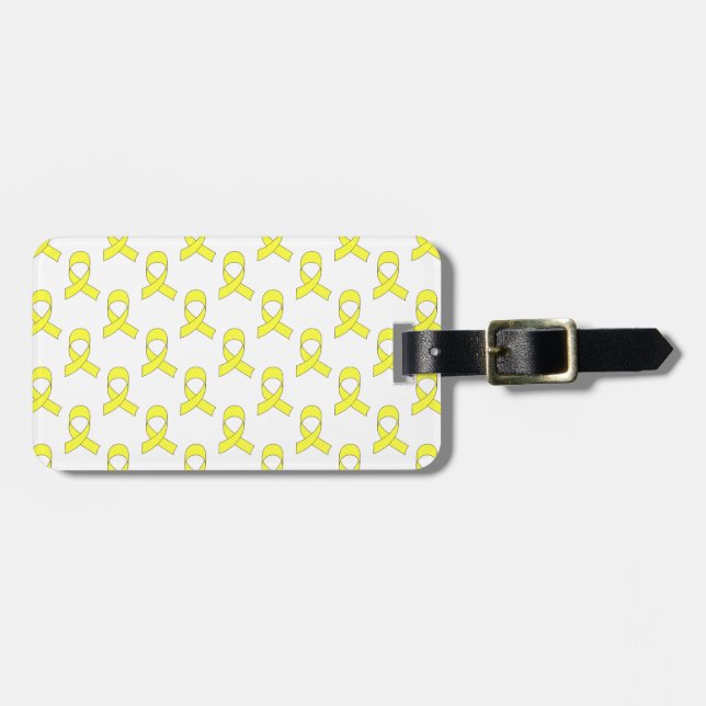 Étiquette À Bagage Motif de ruban jaune (Devant horizontal)