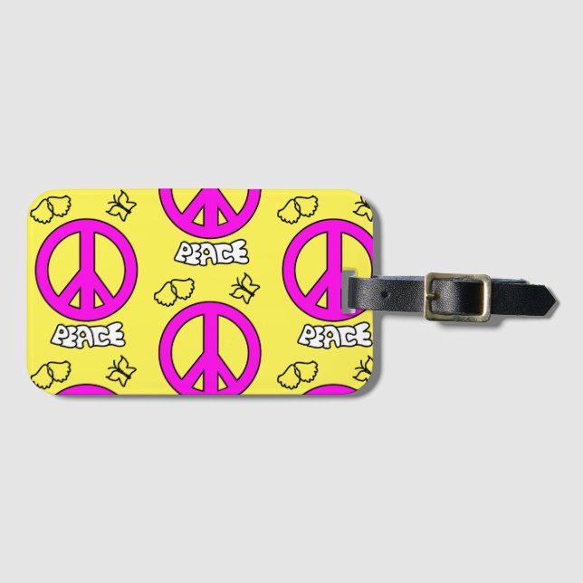 ÉTIQUETTE À BAGAGE MOTIF DE SIGNE DE PAIX, (Devant Horizontal)