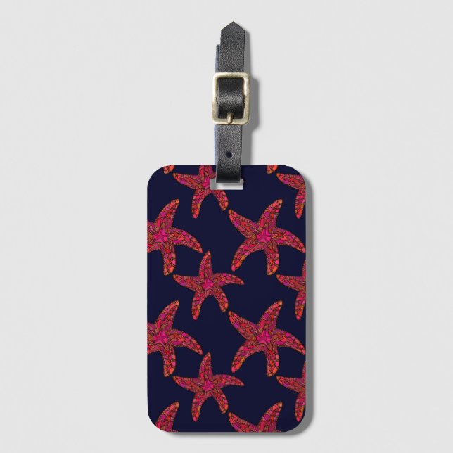 Étiquette À Bagage Motif de style d'étoiles de mer (Devant Vertical)