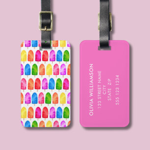 Étiquette À Bagage Motif de sucette glacée en popsicle coloré personn