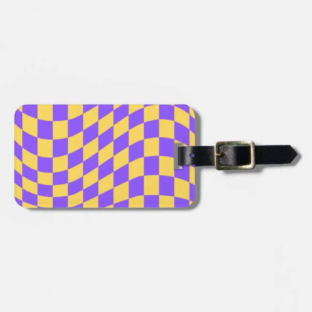 Étiquette À Bagage Motif de tableau de bord jaune violet (Devant horizontal)