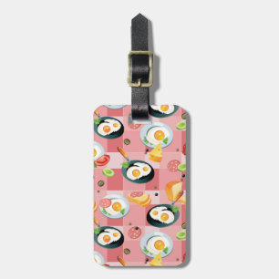 Étiquette À Bagage Motif de tomate et d'oeufs au plat
