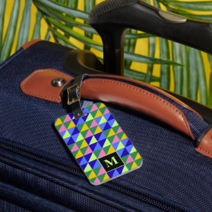 Étiquette À Bagage Motif de triangle géométrique Monogramme coloré
