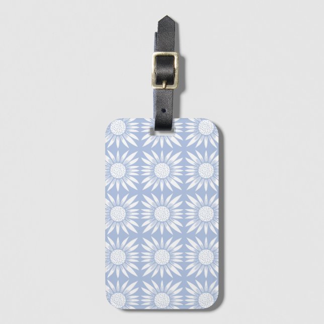 Étiquette À Bagage Motif de tuiles bleues blanches (Devant Vertical)
