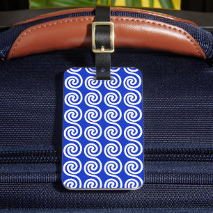 Étiquette À Bagage Motif de vagues de clé Méandre grec bleu