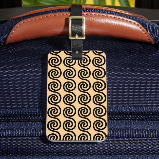 Étiquette À Bagage Motif de vagues de clé Méandre grec marron (Insitu Rectoal 2)