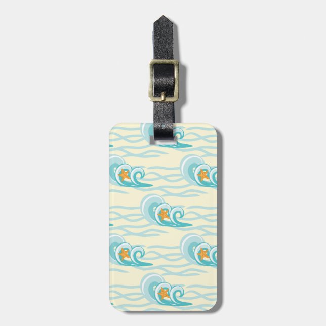 Étiquette À Bagage Motif de vagues mou (Devant Vertical)