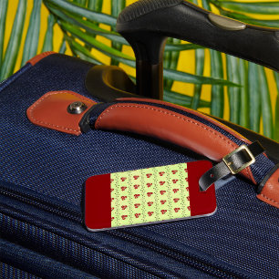Étiquette À Bagage Motif de vigne florale rouge sur fond vert clair
